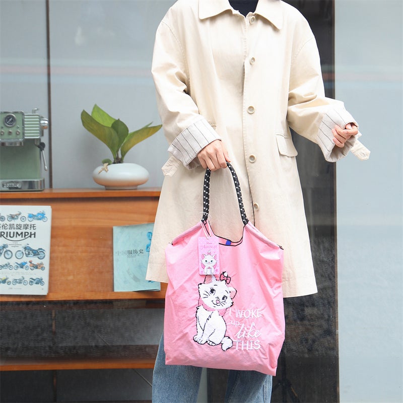 Mary Cat Cartoon Embroidered Nylon Shopping Bag – Medium Casual Underarm Bag for Women - Image 3