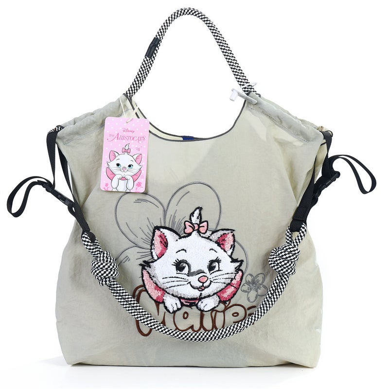 Mary Cat Cartoon Embroidered Nylon Shopping Bag – Medium Casual Underarm Bag for Women - Image 1