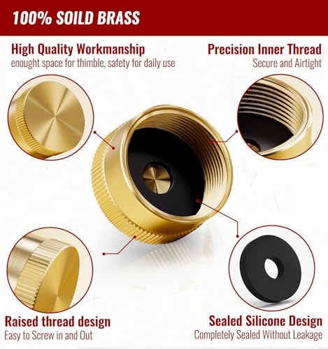 CALPOSE Propane Tank Cap, 6Pcs Solid Brass Refill Propane Bottle Cap for All 1LB Gas Tank, Cylinder Sealed Protect Cap Protects The Cylinder Thread Suitable for Camping, Barbecue, Heater, Grill - Image 4