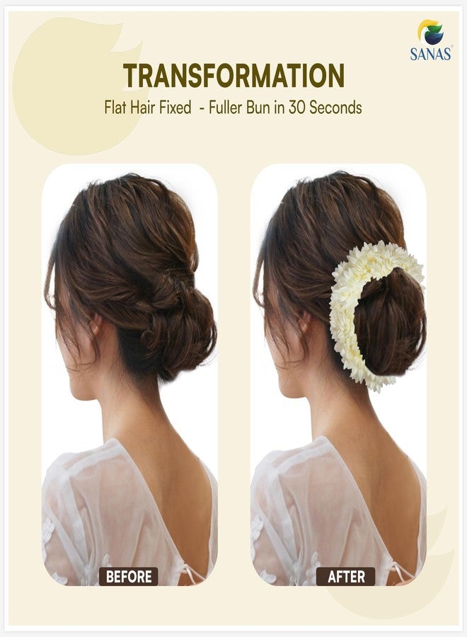 Sanas Artificial Gajra For Hair Bun (10Pcs) Artificial Flower For Hair Bun Accessories For Woman Reusable Artificial Flowers For Hair Styling Juda Accessories For Women (10Pcs)(Premium Off-White Tone) - Image 4