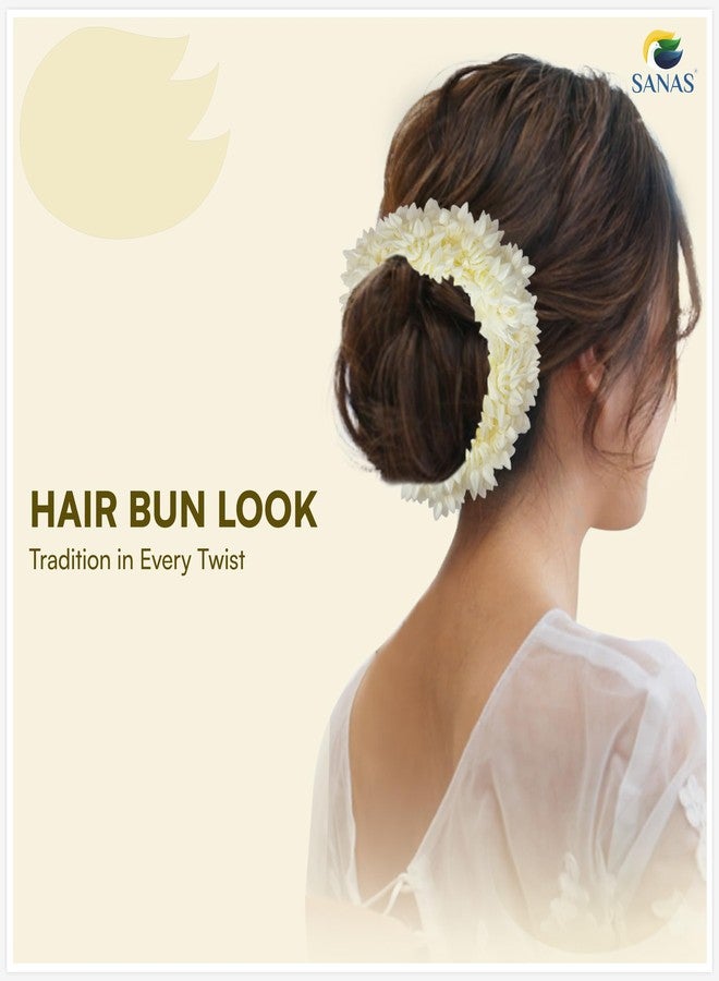 Sanas Artificial Gajra For Hair Bun (10Pcs) Artificial Flower For Hair Bun Accessories For Woman Reusable Artificial Flowers For Hair Styling Juda Accessories For Women (10Pcs)(Premium Off-White Tone) - Image 5