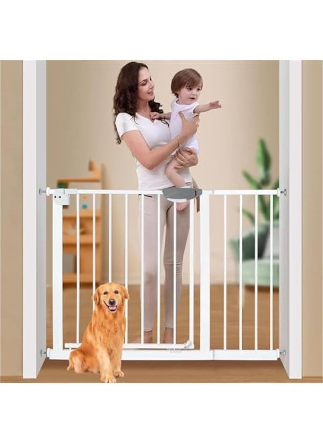 Gonice Auto Close Safety Baby Gate, Extra Wide Child Gate with 30 cm Extension Kit Maximum Suitable For 114 cm, Baby Gates for Stairs & Doorways, Easy Install (Safety Railing + 30cm Extension Kit)  - Image 1