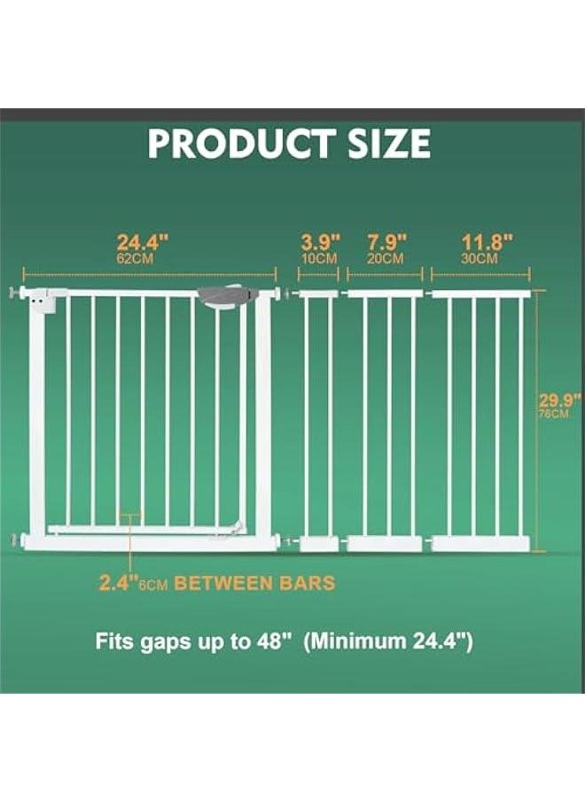 Gonice Auto Close Safety Baby Gate, Extra Wide Child Gate with 30 cm Extension Kit Maximum Suitable For 114 cm, Baby Gates for Stairs & Doorways, Easy Install (Safety Railing + 30cm Extension Kit)  - Image 4