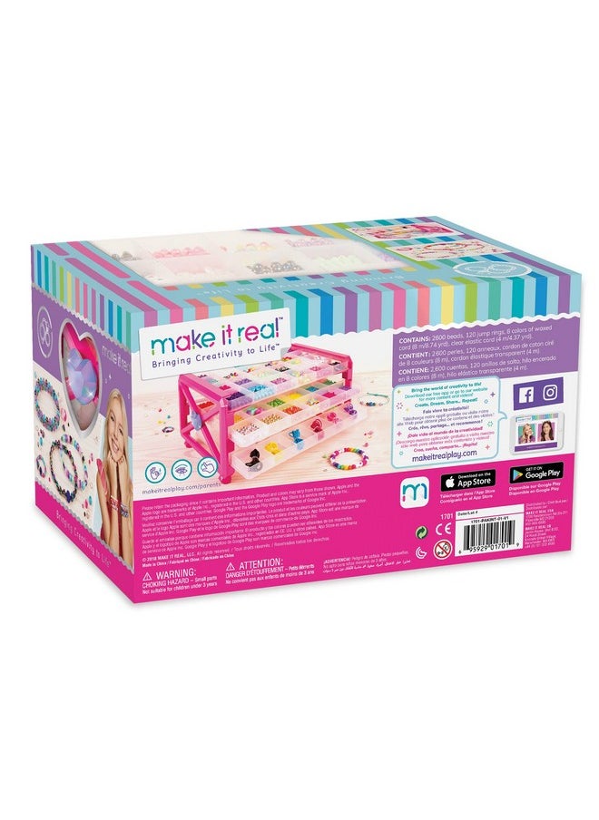Make It Real Make It Real - Ultimate Bead Studio. DIY Tween Girls Beaded Jewelry Making Kit. Arts and Crafts Kit Guides Kids to Design and Create Beautiful Bracelets, Necklaces, Rings and Headbands  - Image 2