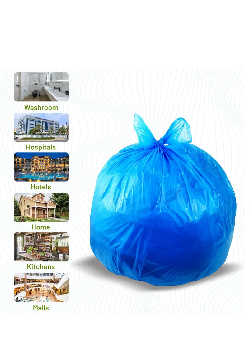 Hi Care - {Pack of 100 Bags} Garbage Bag Blue 65x95cm 25 Micron Heavy Duty Oxo Biodegradable Plastic Bag Medium Trash Bags Dustbin Bags Waste Bag Office Bag Strong And Durable Bin Bag Garbage Bag Medium - Image 1