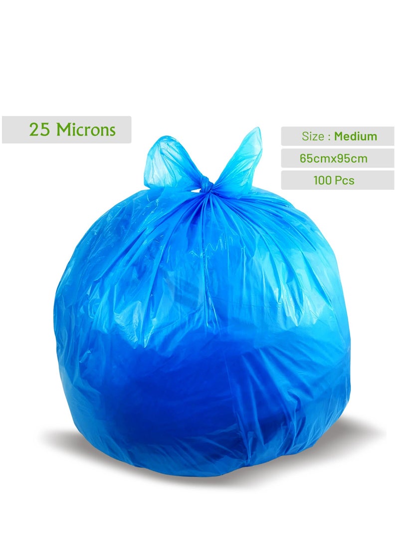 Hi Care - {Pack of 100 Bags} Garbage Bag Blue 65x95cm 25 Micron Heavy Duty Oxo Biodegradable Plastic Bag Medium Trash Bags Dustbin Bags Waste Bag Office Bag Strong And Durable Bin Bag Garbage Bag Medium - Image 1