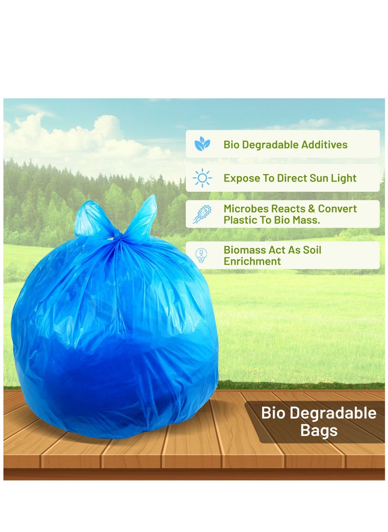 Hi Care - {Pack of 100 Bags} Garbage Bag Blue 65x95cm 25 Micron Heavy Duty Oxo Biodegradable Plastic Bag Medium Trash Bags Dustbin Bags Waste Bag Office Bag Strong And Durable Bin Bag Garbage Bag Medium - Image 1