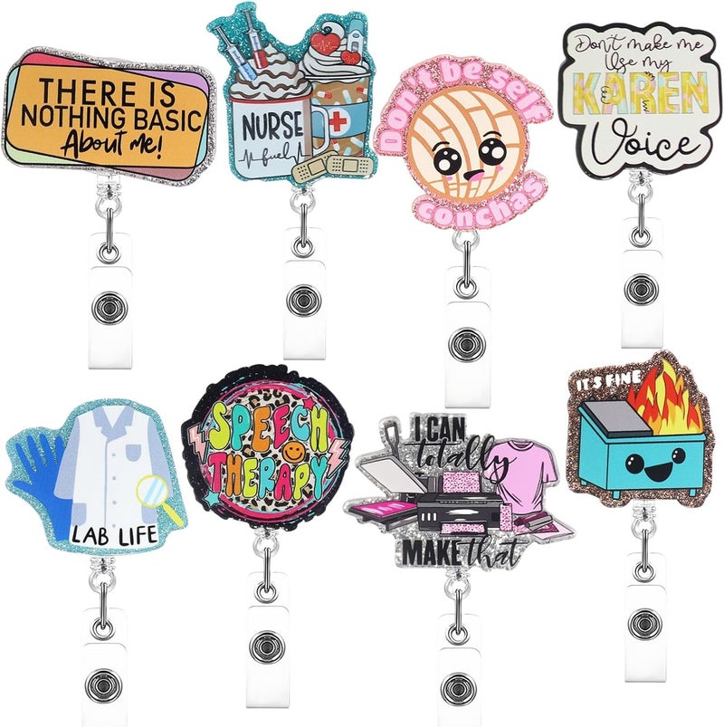 Glittering Acrylic Badge Holder with Belt Clip Retractable Badge Holder with Metal Clip for Nurse Doctor Teacher Hospital Badge Clip with Cord - Image 3