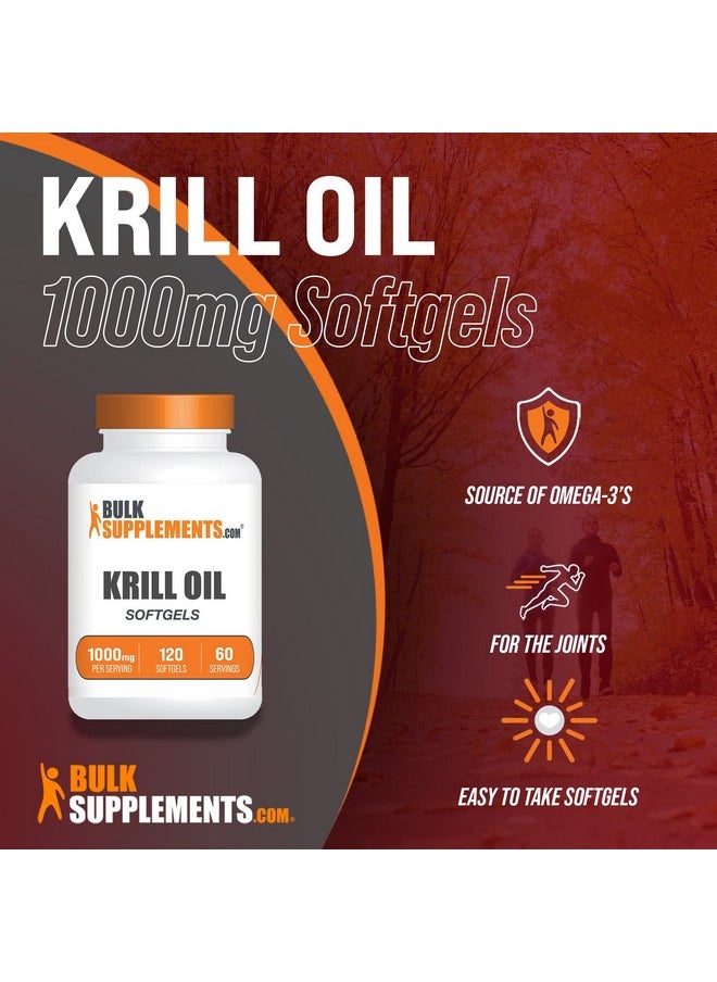 BulkSupplements Com Krill Oil 1000Mg Softgels Krill Oil Supplement Omega 3 Supplement 2 Krill Oil 500Mg Softgels Per Serving Antarctic Krill Oil Krill Oil Omega 3 Pills 120 Softgels  - Image 3