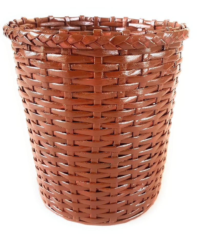 Sonas Creation Paperus, Light Brown, Open-top Dustbin, Waste Basket, Paper Bin, Storage Basket, Trash Can, Vase, Small Size 5 Liter, 8 inch Tall, Eco Friendly, Handmade, of Paper Ropes - Image 4