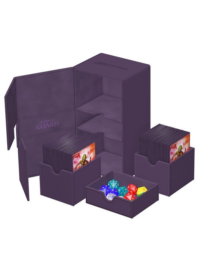 ألتيميت جارد Ultimate Guard Twin Flip'n'Tray 200+ ، حقيبة سطح ل 200 بطاقة TCG بأكمام مزدوجة + صينية نرد ، أرجواني ، إغلاق مغناطيسي مستقل وبطانة داخلية من الألياف الدقيقة - Image 5