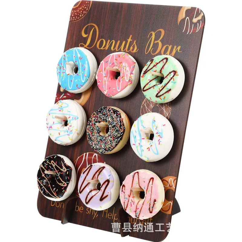 Wooden Donut Layout Display Stand Diy Props Support Plate Wall Christmas Wooden Board Support Display - Image 2