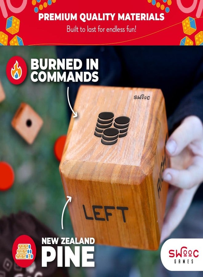 SWOOC Games® - Giant Right Center Left Dice Game (All Weather) with 24 Large Chips & Carry Bag - Jumbo Wooden Lawn Game - Big Backyard Games for Family - Indoor/Outdoor - Left Right Center Dice Set - Image 4