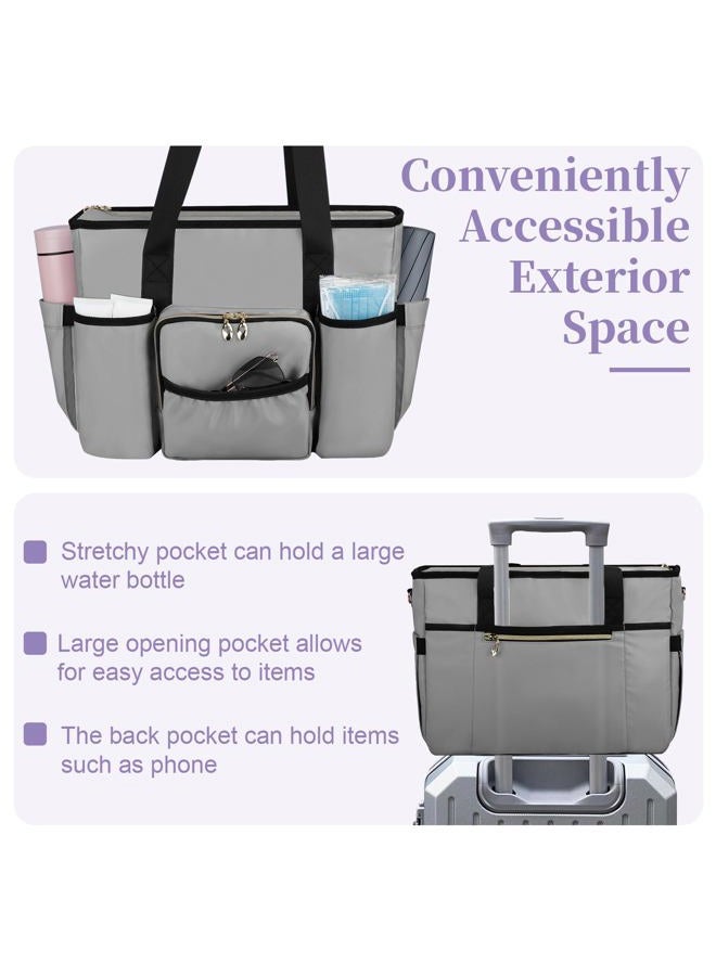 Wigojoy Nurse Bag, Work Bags with 15.6-inch Laptop Compartment, Teacher bag with Large Cup Holder, Nursing Tote Bag with Insulated Pocket for Nurses, Teachers, Students, and Professionals, Grey - Image 4