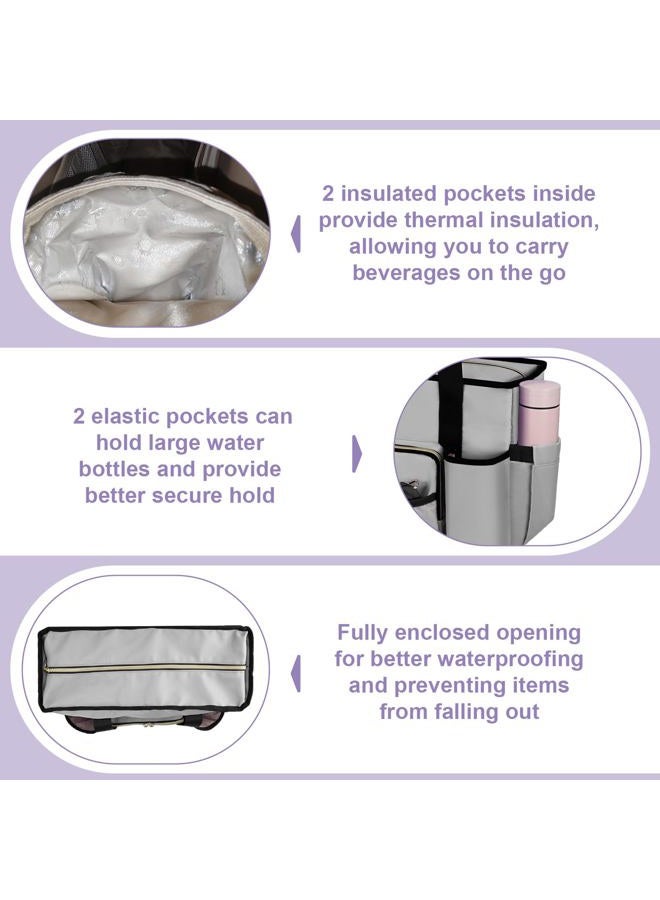 Wigojoy Nurse Bag, Work Bags with 15.6-inch Laptop Compartment, Teacher bag with Large Cup Holder, Nursing Tote Bag with Insulated Pocket for Nurses, Teachers, Students, and Professionals, Grey - Image 2