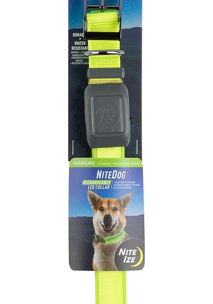 Nite Ize NiteDog Rechargeable LED Dog Collar, Large, Lime - Image 1