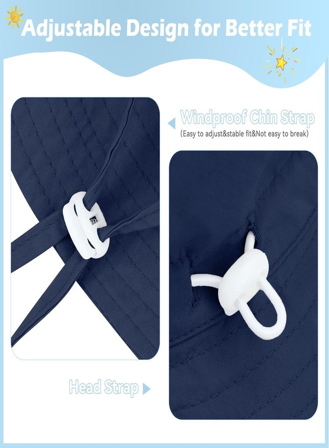 Zando Kids Sun Hat UPF 50+ Sun Protection Toddler Sun Hat Adjustable Summer Baby Boy Hats Wide Brim Bucket Beach Hats for Boys Fishing Hat Navy Blue 4-8 Years - Image 4