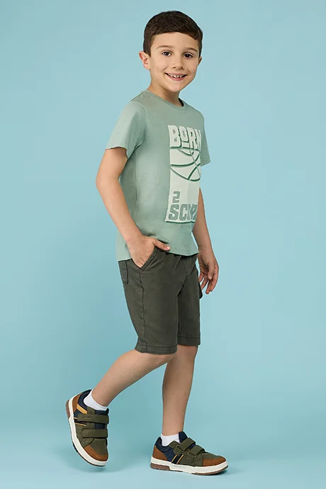 R&B Solid Cargo Shorts with Button Closure
