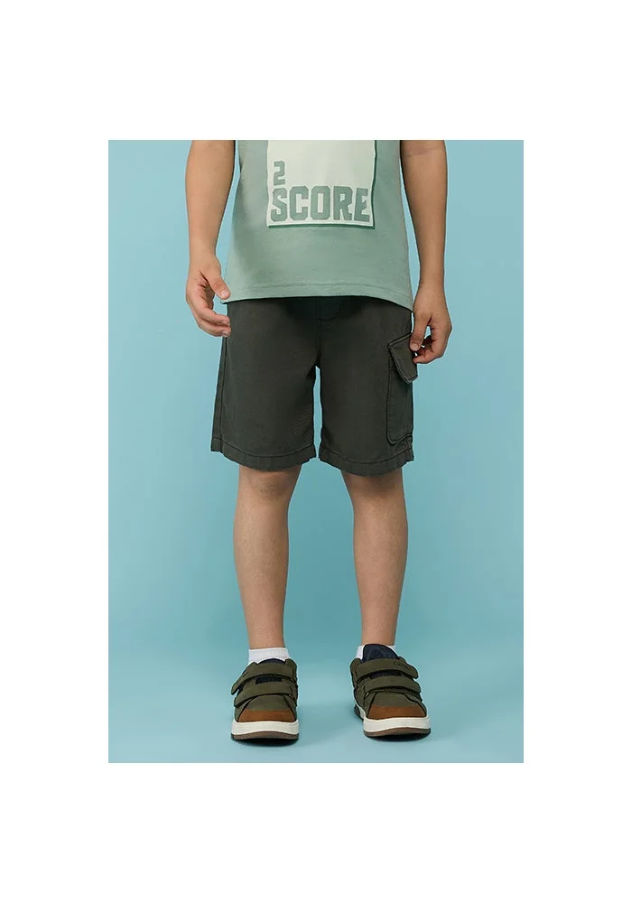 أر أند بي Solid Cargo Shorts with Button Closure