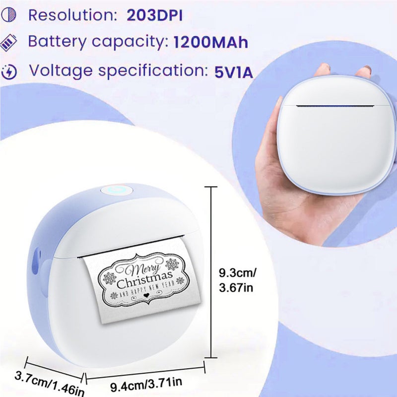 طابعة حرارية محمولة للهواتف الذكية مع دعم WalkPrint للطباعة بدون حبر باللون الأزرق - Image 3