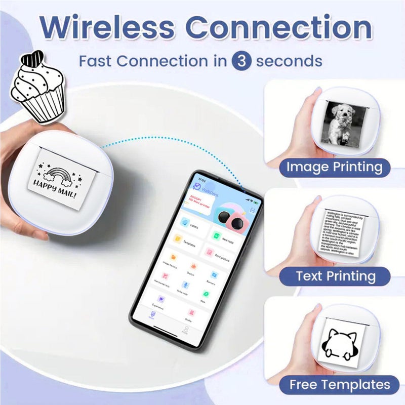 طابعة حرارية محمولة للهواتف الذكية مع دعم WalkPrint للطباعة بدون حبر باللون الأزرق - Image 5