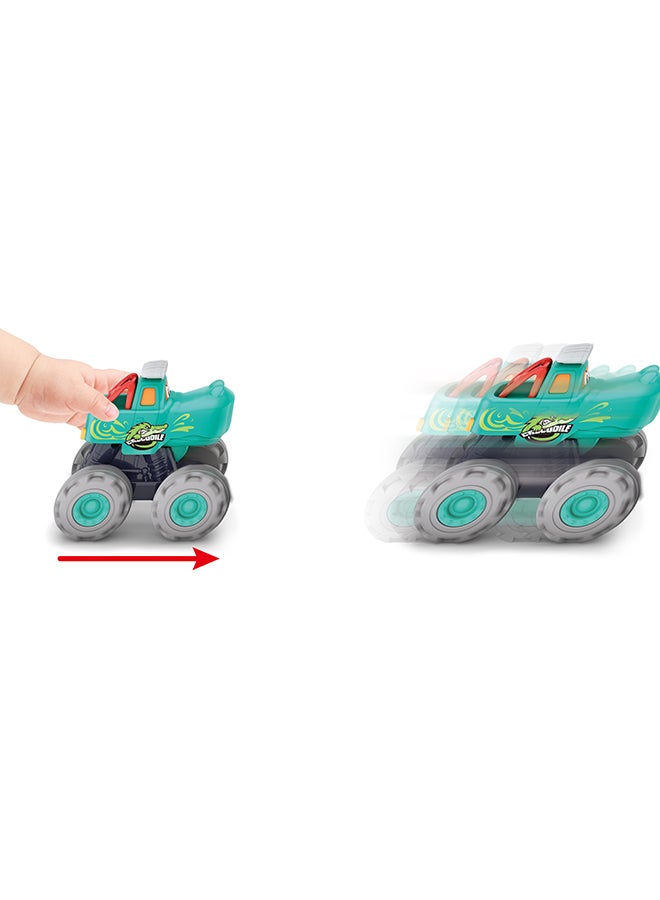 HOLA Monster Truck Toy Set for Toddlers – 3 PCS Animal Themed Friction Powered Trucks, Crocodile/Bull/Leopard, Push and Go, Movable Mouth, Durable ABS, Big Wheels, Ages 12M+, Multicolor - Image 3