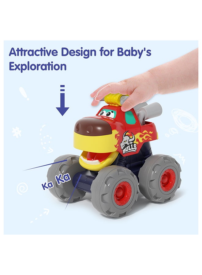 HOLA Monster Truck Toy Set for Toddlers – 3 PCS Animal Themed Friction Powered Trucks, Crocodile/Bull/Leopard, Push and Go, Movable Mouth, Durable ABS, Big Wheels, Ages 12M+, Multicolor - Image 5