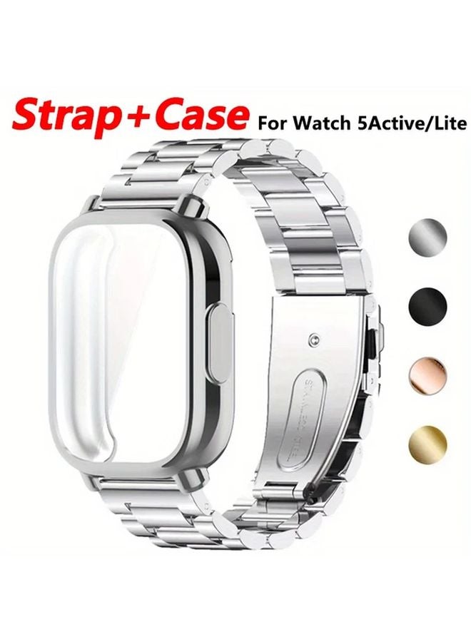Black Stainless Steel Strap and TPU Case for Redmi Watch 5 Active Metal Band Bracelet - Image 2