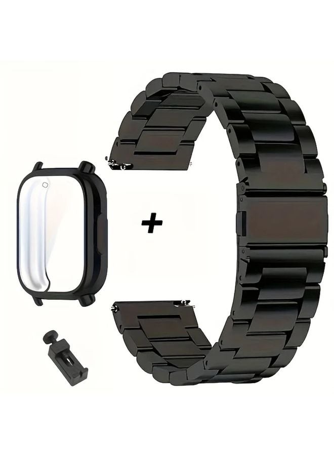 Black Stainless Steel Strap and TPU Case for Redmi Watch 5 Active Metal Band Bracelet - Image 1