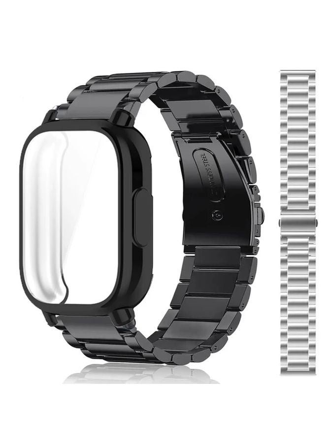 Black Stainless Steel Strap and TPU Case for Redmi Watch 5 Active Metal Band Bracelet - Image 4