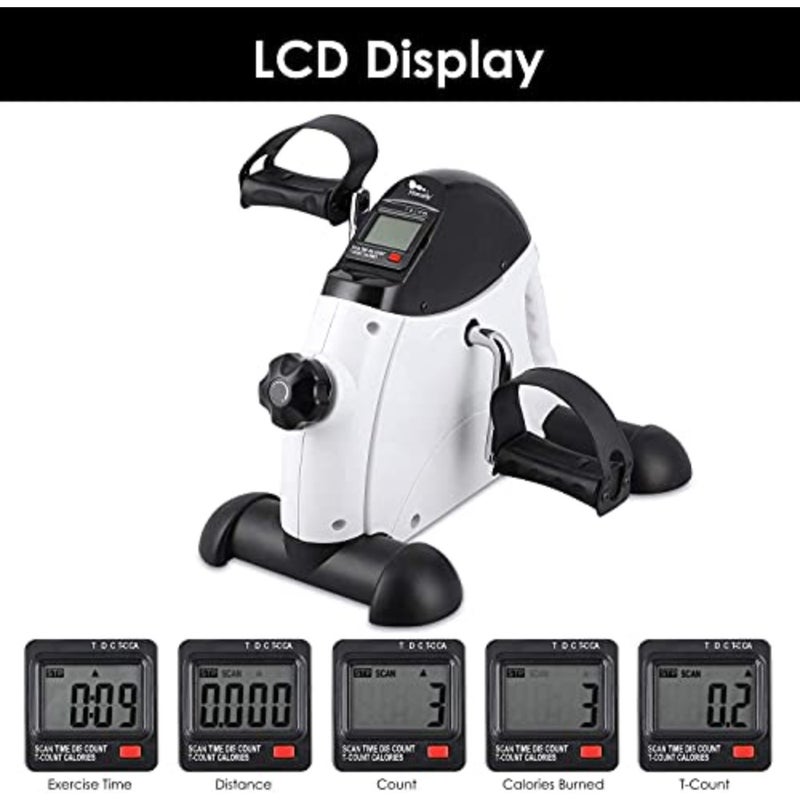 Mini Exercise Bike, Under Desk Bike Pedal Exerciser Portable Foot Cycle Arm Leg Peddler Machine with LCD Screen Displays - Image 3