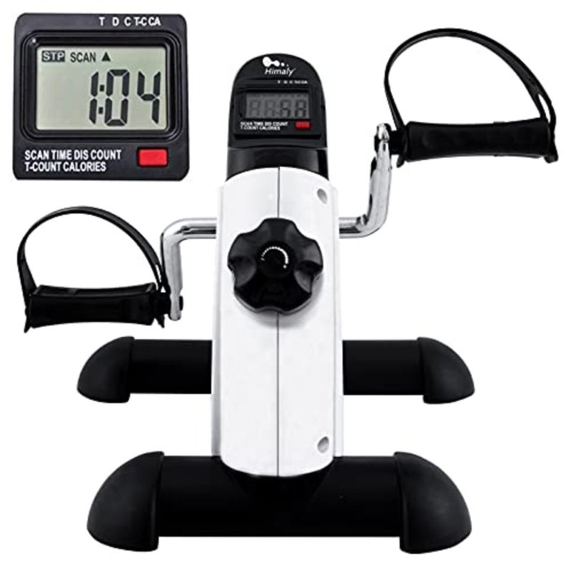 Mini Exercise Bike, Under Desk Bike Pedal Exerciser Portable Foot Cycle Arm Leg Peddler Machine with LCD Screen Displays - Image 1