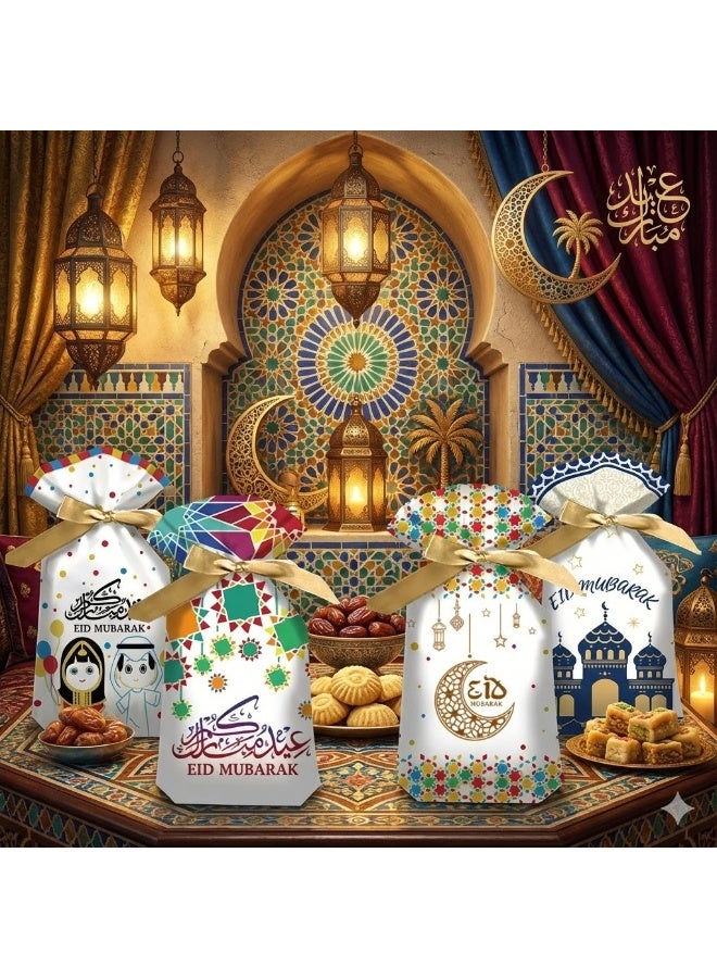 50 Pcs Drawstring Candy Bags,Plastic Gift Bags for Party Favors,Packaging and Storing Candies, Biscuits,Suitable for Festivals such as Eid al Fitr - view 2