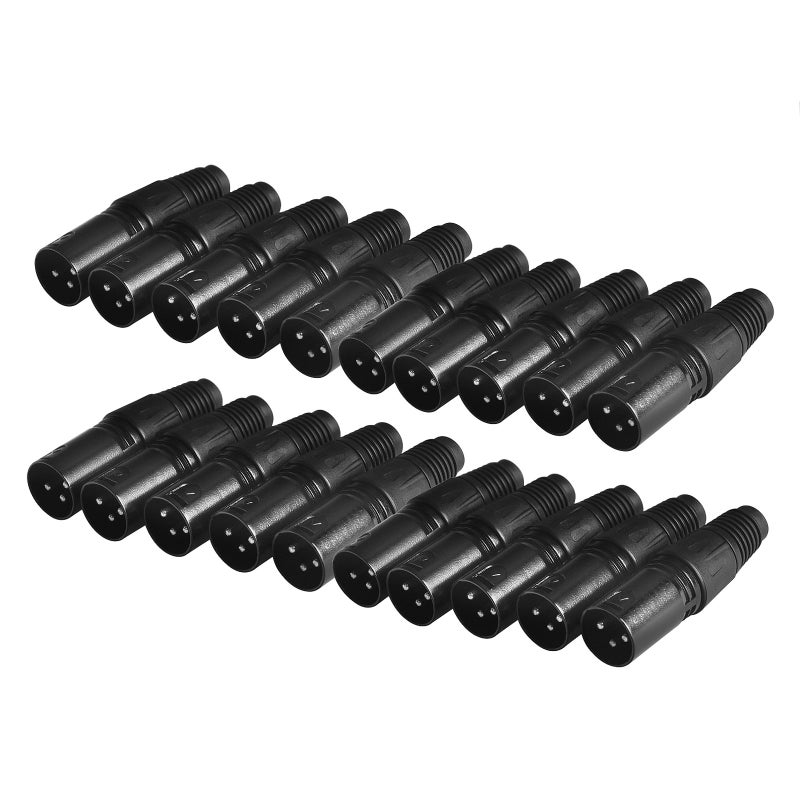 eoere 20 Pack XLR 3 Pin Male MIC Snake Audio Adapter Plug Audio Microphone DMX Cable Connector - Image 1