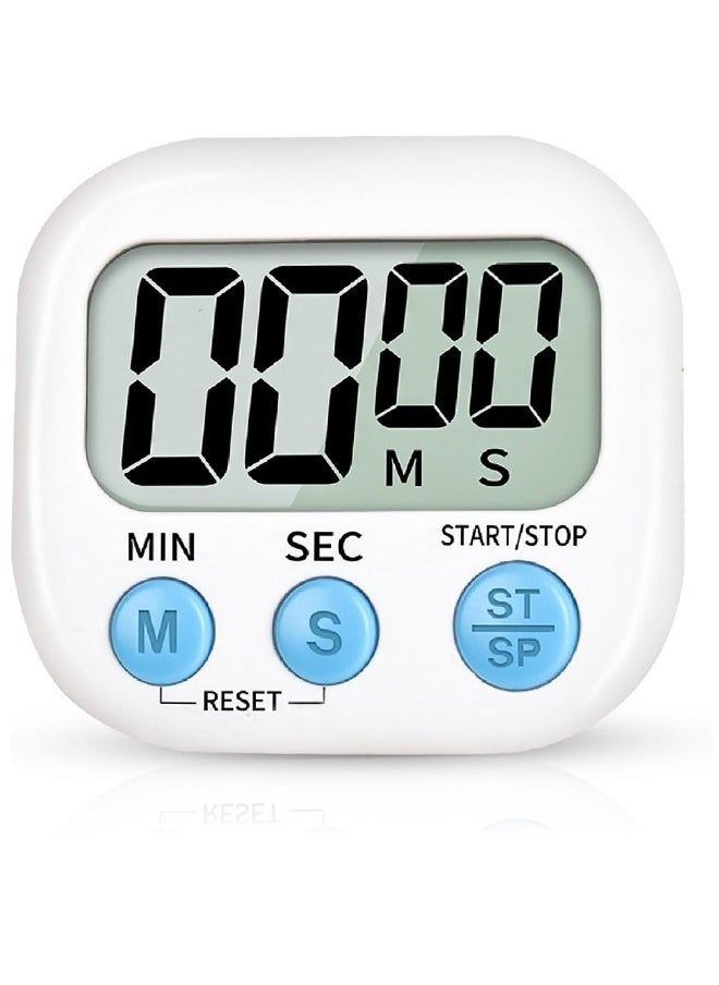 Bukela Digital Kitchen Timer for Cooking Big Digits Loud Alarm Magnetic Backing Stand Cooking Timers for Baking White  - Image 1