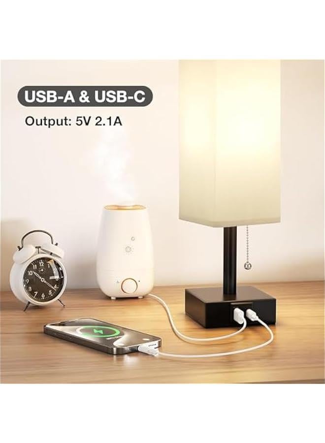 هوكور SupWolf Gray Small Bedroom Lamp - 3 Color Temperature 2700K 5000K 3500K Bedside Lamp, Pull Chain Control, USB A and C Charging Ports, Black Base, for Kids Office Dorm, Bulb Included - Image 4
