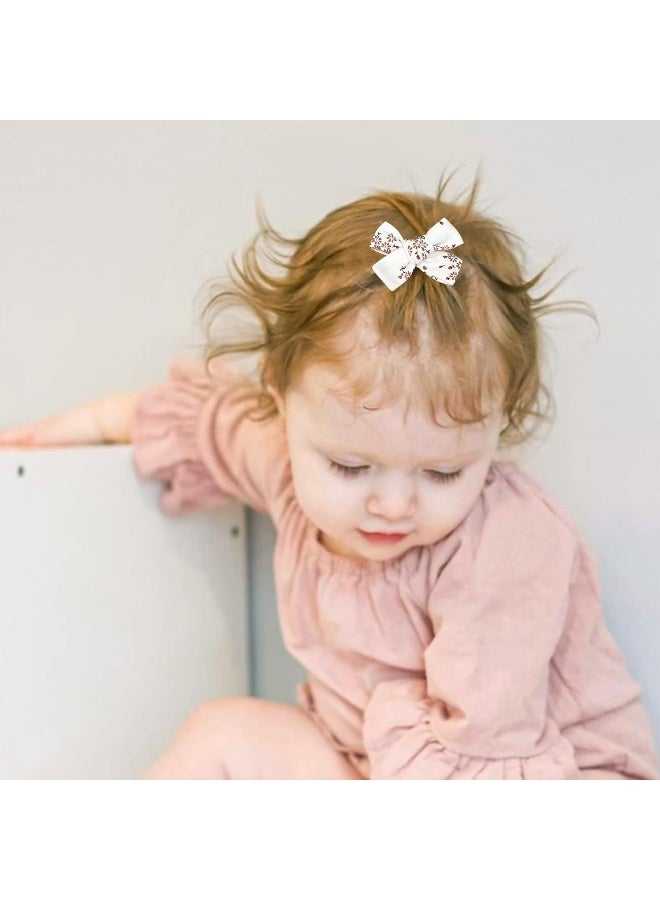 Niceye Baby Hair Clips - 24 Pcs Fully Lined Hair Bow Clips for Fine Hair Cotton Tiny Hair Barrettes for Infants, Toddlers, and Little Girls - Image 3