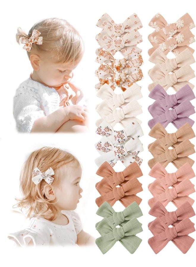 Niceye Baby Hair Clips - 24 Pcs Fully Lined Hair Bow Clips for Fine Hair Cotton Tiny Hair Barrettes for Infants, Toddlers, and Little Girls - Image 1