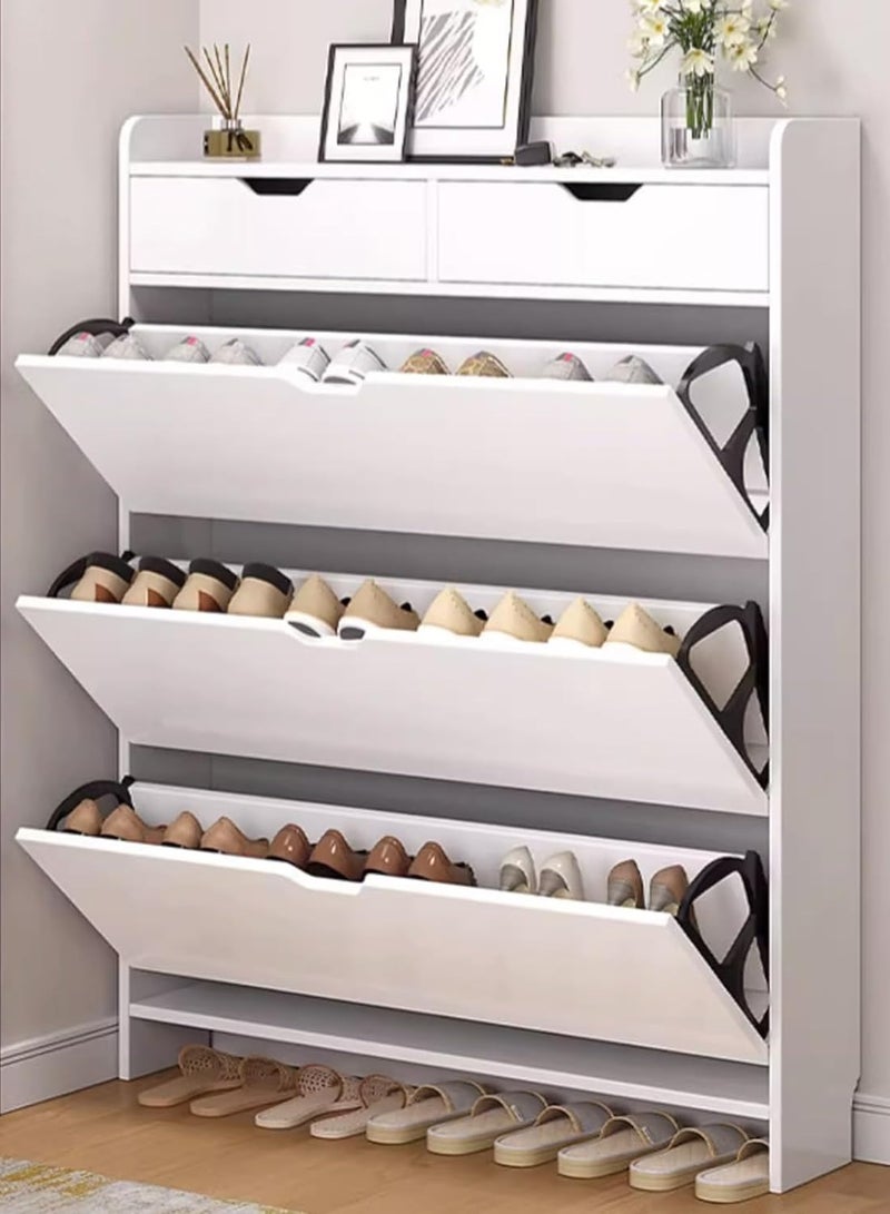 DubaiGallery خزانة مدخل فاخرة عصرية، رف أنيق وبسيط للأحذية والصنادل في الشرفة، خشب أبيض - Image 2