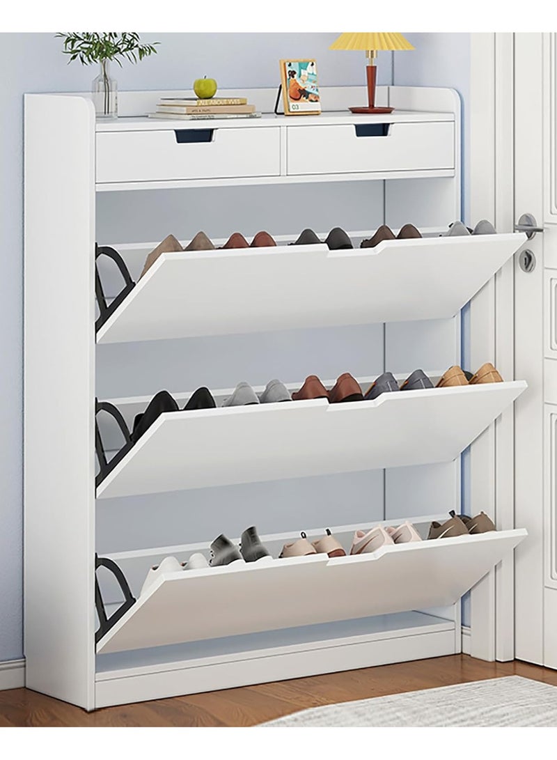 DubaiGallery خزانة مدخل فاخرة عصرية، رف أنيق وبسيط للأحذية والصنادل في الشرفة، خشب أبيض - Image 1