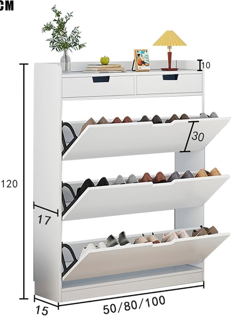 DubaiGallery خزانة مدخل فاخرة عصرية، رف أنيق وبسيط للأحذية والصنادل في الشرفة، خشب أبيض - Image 4