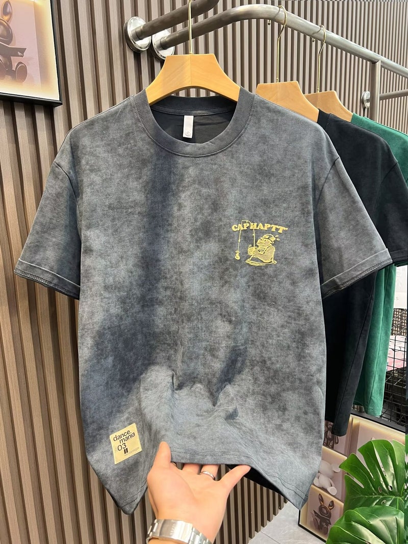 2024 Trendy American Brand Printed Tee Grey