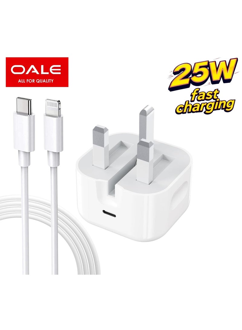OALE Type-C iPhone Charger, 25W Ultra-Fast Charging Adapter, Compact Retractable Design, Protection System, iFast 60 - Image 1