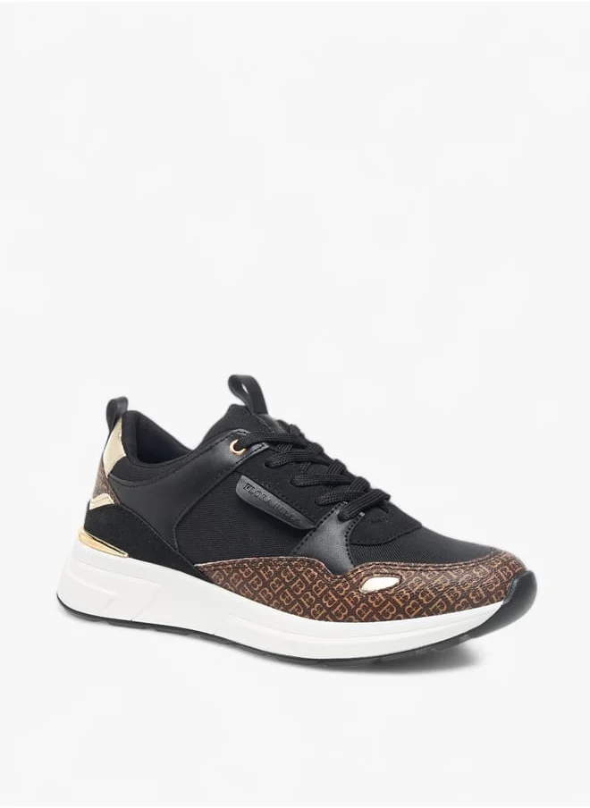 Flora Bella By Shoexpress Womens Monogram Print Sneakers With Lace-Up Closure