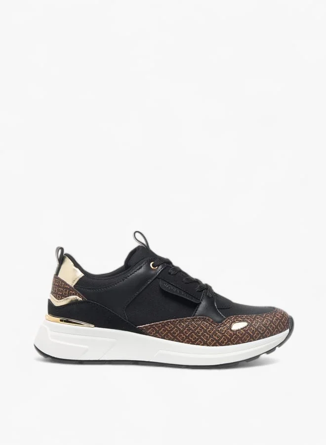 Flora Bella By Shoexpress Womens Monogram Print Sneakers With Lace-Up Closure