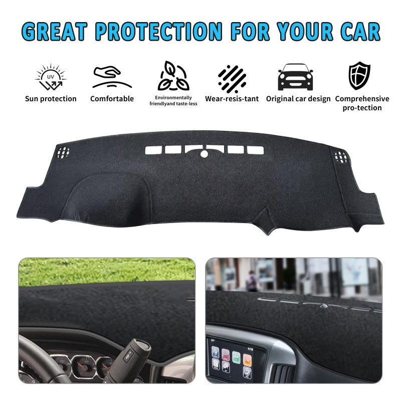 POSAID Dash Cover Dashboard Mats for 2014-2018 Chevy Chevrolet Silverado 1500/GMC Sierra 1500, Interior Dash Cover Mat for 2015-2019 Chevy Silverado/GMC Sierra 2500HD 3500HD, Gray - Image 2