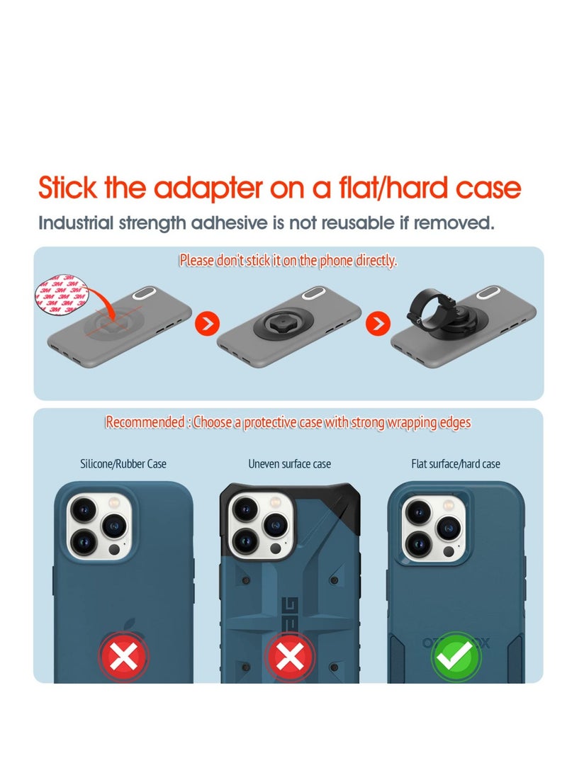 Bike Phone Mount, Motorcycle Phone Holder with Universal Adapter, Out Front Bicycle Handlebar Mount for Mountain Bike, Scooter, Electric, MTB and Road Bike, for Apple and More Smartphones - Image 3