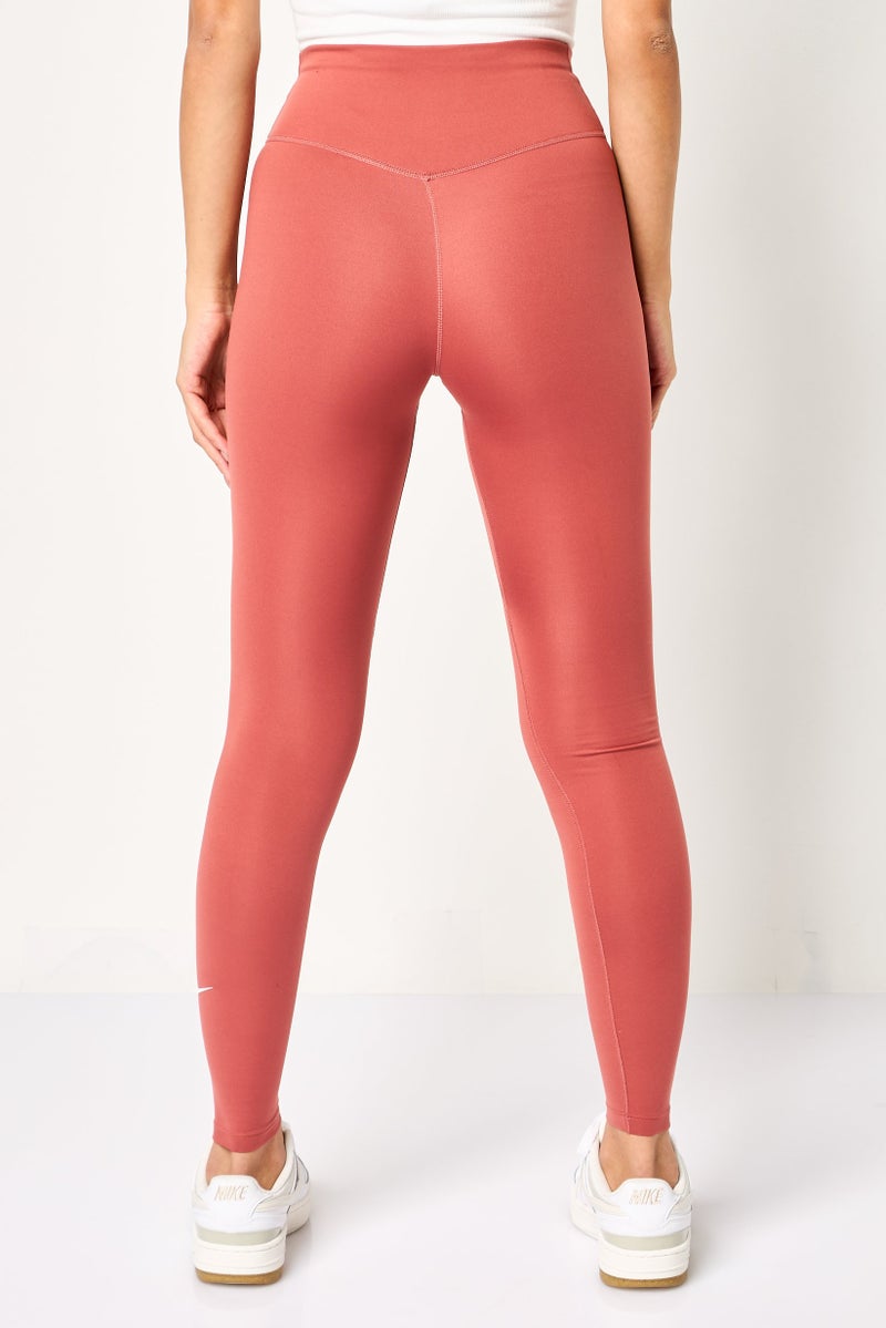 Nike Women Tight Fit Brand Logo Training Leggings, Rust - Image 3