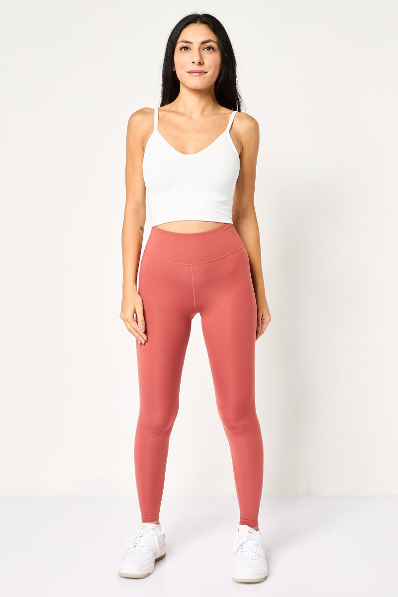 Nike Women Tight Fit Brand Logo Training Leggings, Rust - Image 2