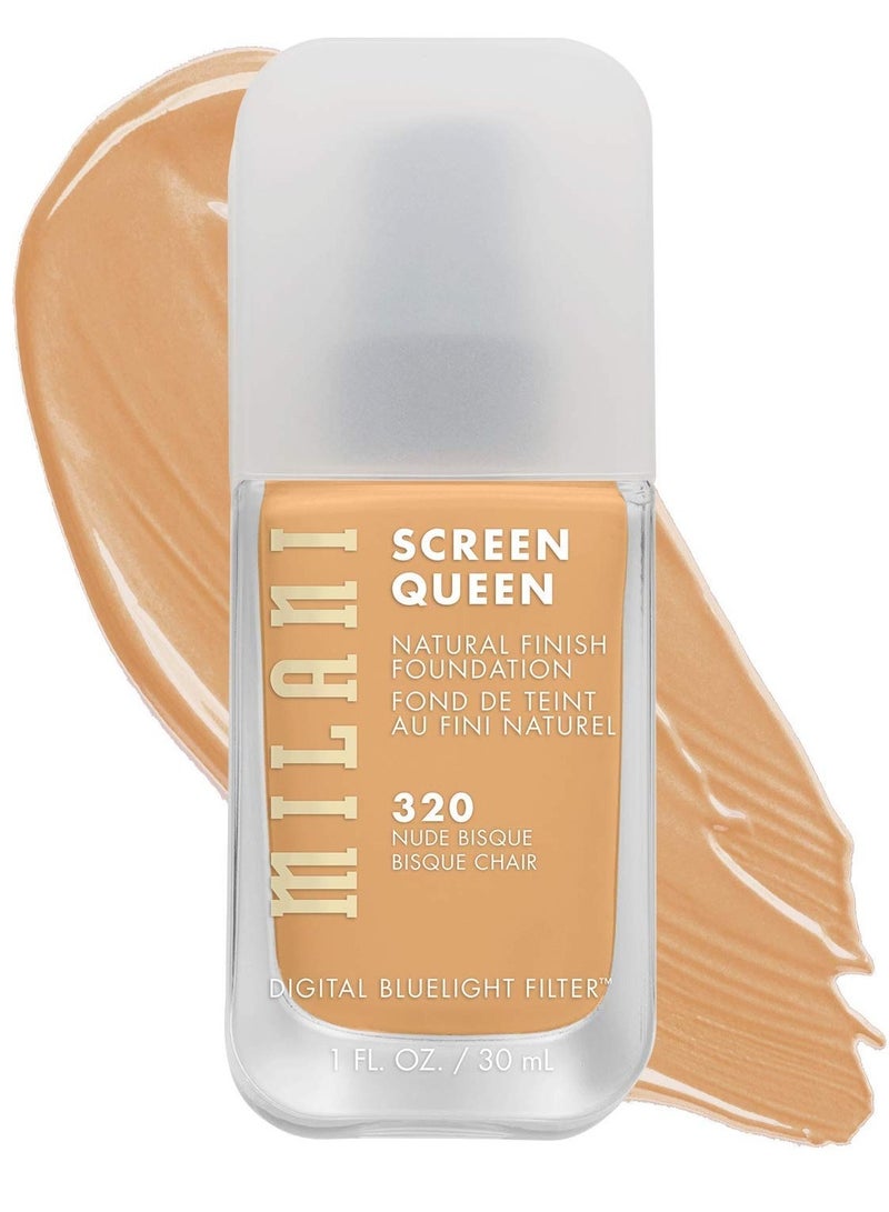 Milani Screen Queen Liquid Foundation Cruelty-Free, Blue Light Protection, Luminous Finish, Build-able Coverage, 320 Nude Bisque 30ml - Image 1